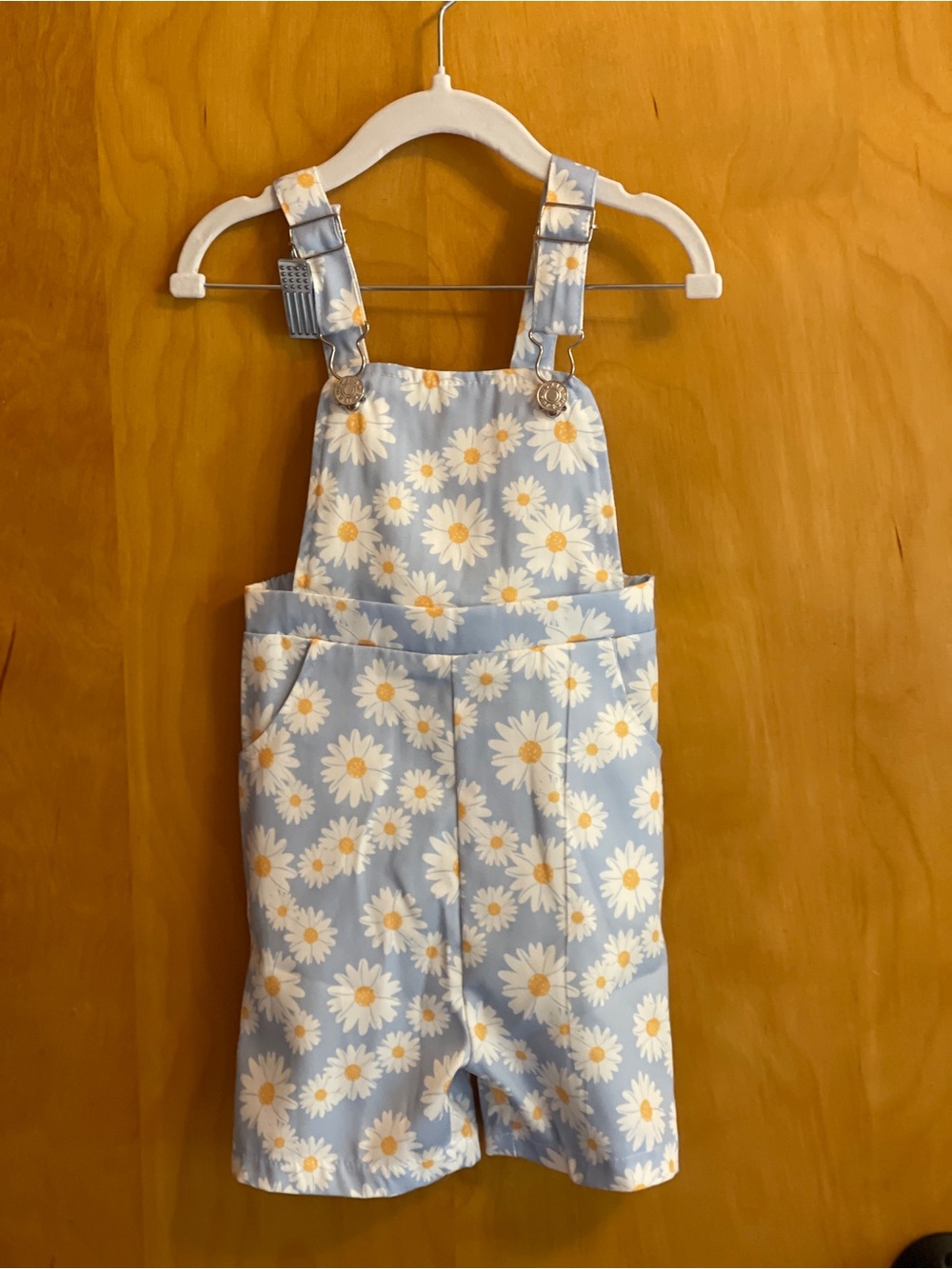 SHEIN Light Blue Daisy Print Kids Overalls